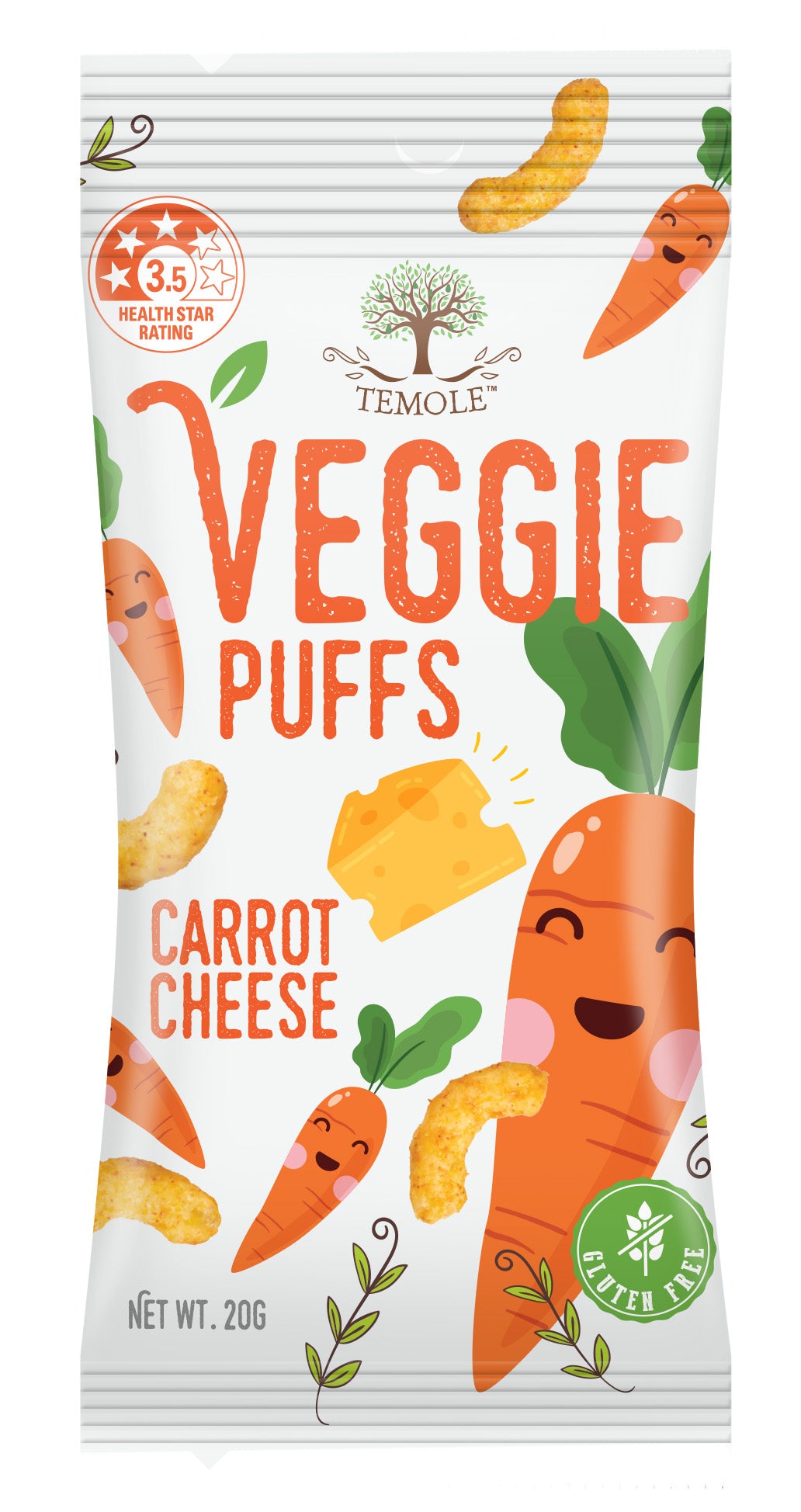 TEMOLE VEGGIE PUFFS Carrot Cheese 20G