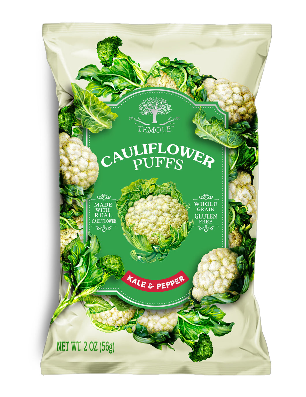 TEMOLE CAULIFLOWER PUFFS Kale & Pepper 56g
